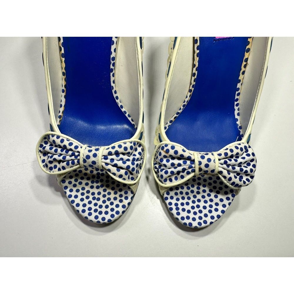Betseyville by‎ Betsey Johnson Valyn Blue Polka Dots Bow Pumps 9M - Picture 2 of 10